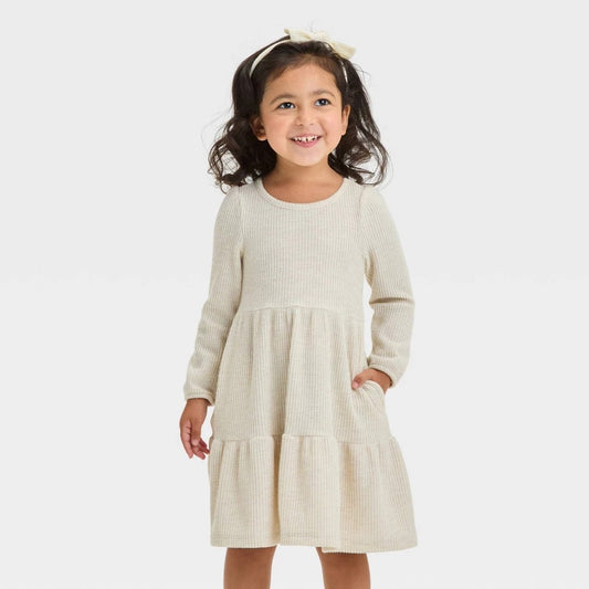 Cat & Jack Toddler Girls' Cozy Dress Beige Size 4T
