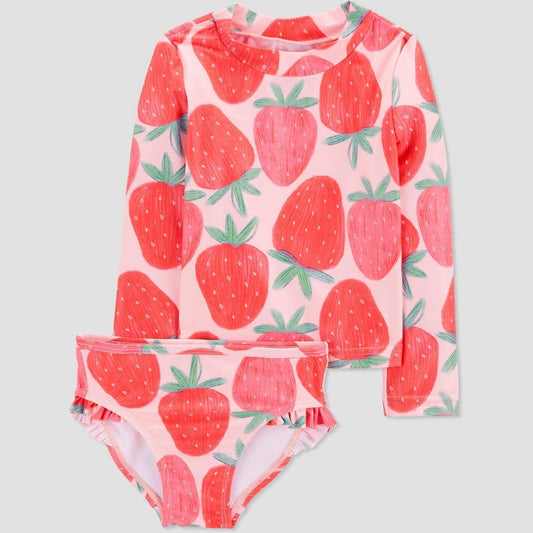 Carter's Girls' 5T Strawberries Rash Guard Set UPF 50+