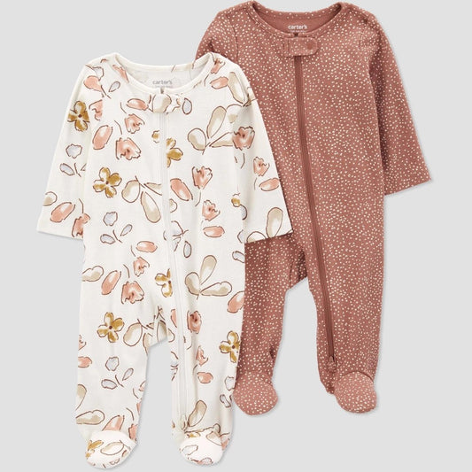 Carter's Just One You® Baby Girls' 2pk Printed Sleep N' Play - Brown/White 6M