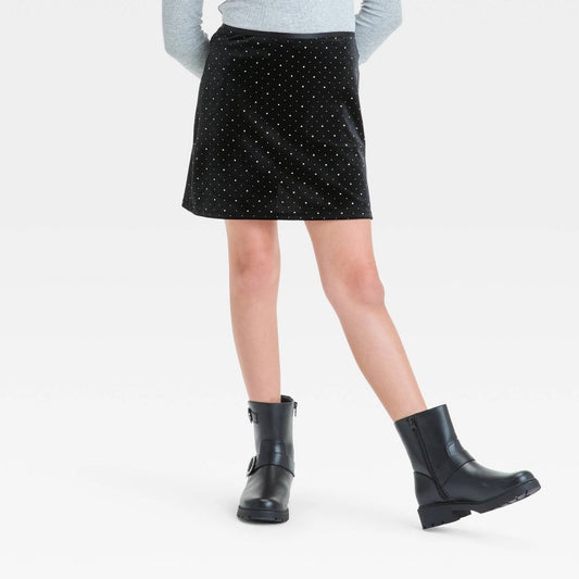 Art Class Girls' Velour Mini Slip Skirt Black Size S
