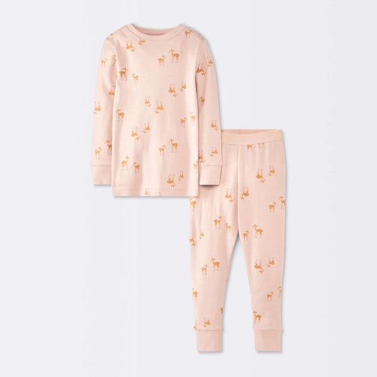 Toddler 2pc Deer Snug Fit Cotton Pajama Set - Cloud Island™ Pink 2T