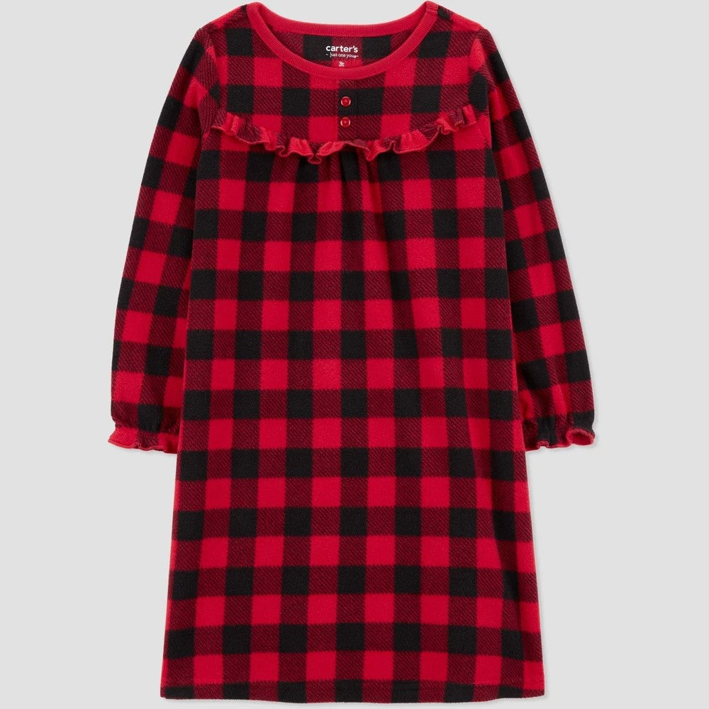 Carter's Toddler Girls' Buffalo Check Christmas NightGown 18M