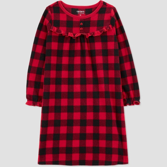 Carter's Toddler Girls' Buffalo Check Christmas NightGown 18M