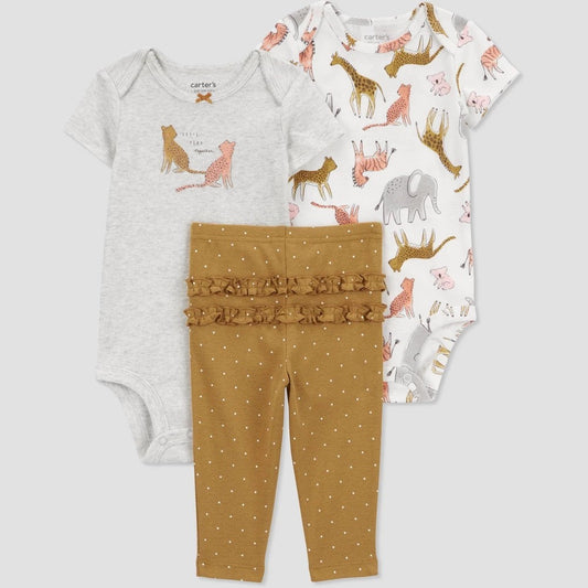 Carter's Just One You® Baby Girls' Safari Coordinate Set - White/Gold Newborn