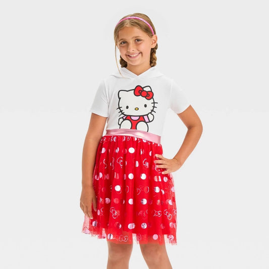 Hello Kitty Cosplay Tutu Dress Red/White, Size L girl