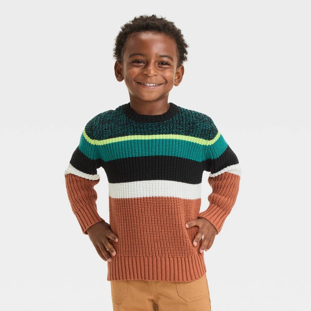 Cat & Jack Toddler Boys' Colorblock Crewneck Sweater 2T