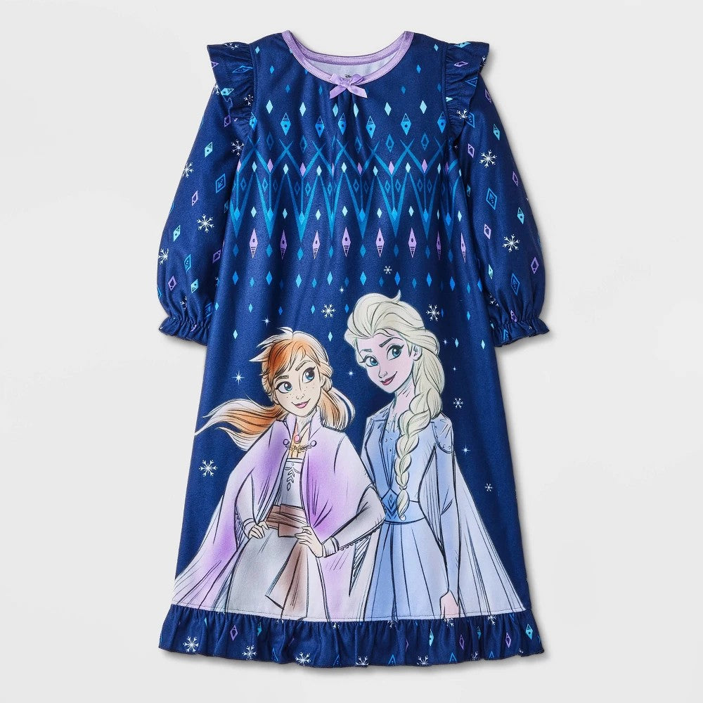 Frozen Toddler Girl Navy Flannel Nightgown 2T