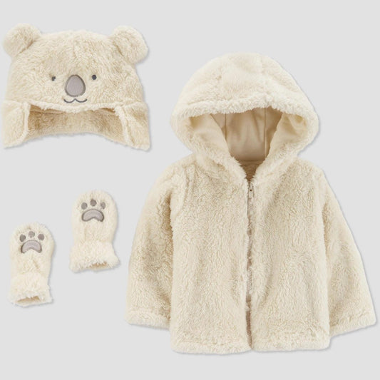 Carter's Just One You Baby Cream Bear Jacket Set - Brown 3-6M