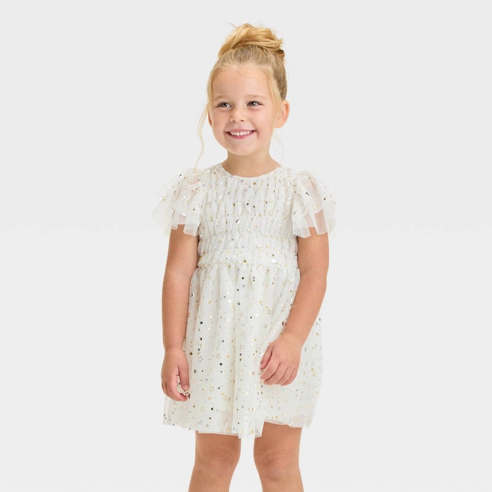 Cat & Jack Toddler Girls' Tulle Dress Foil Star 18M