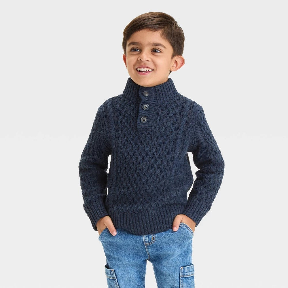 Cat & Jack  Boys' Navy Blue Mockneck Sweater 3T