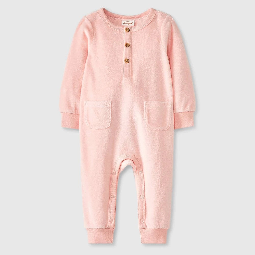 Cat & Jack Baby girl Velour Romper Pink 12M