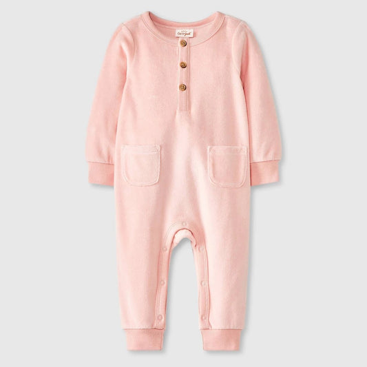 Cat & Jack Baby girl Velour Romper Pink 12M