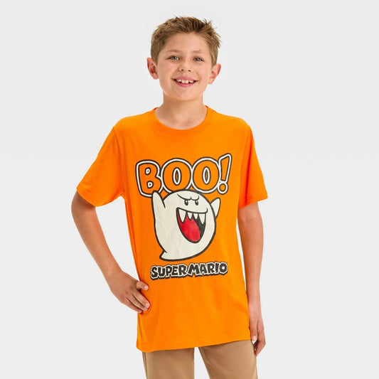 Boys' Super Mario Halloween Short Sleeve Graphic T-Shirt - Orange S