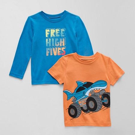 Okie Dokie Toddler Boys Crew Neck T-Shirt, 18 Months, Blue