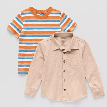OKIE DOKIE Toddler Boys 2-pc. T-Shirt, 5t, Beige