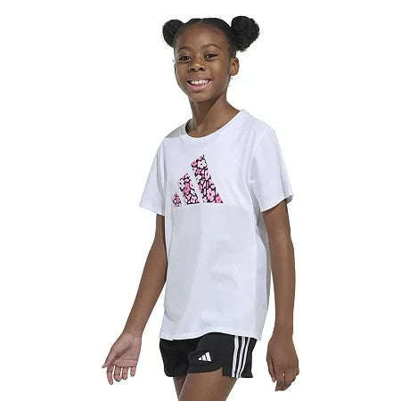 Adidas Girls Crew Neck Graphic T-Shirt, Medium (10-12), White