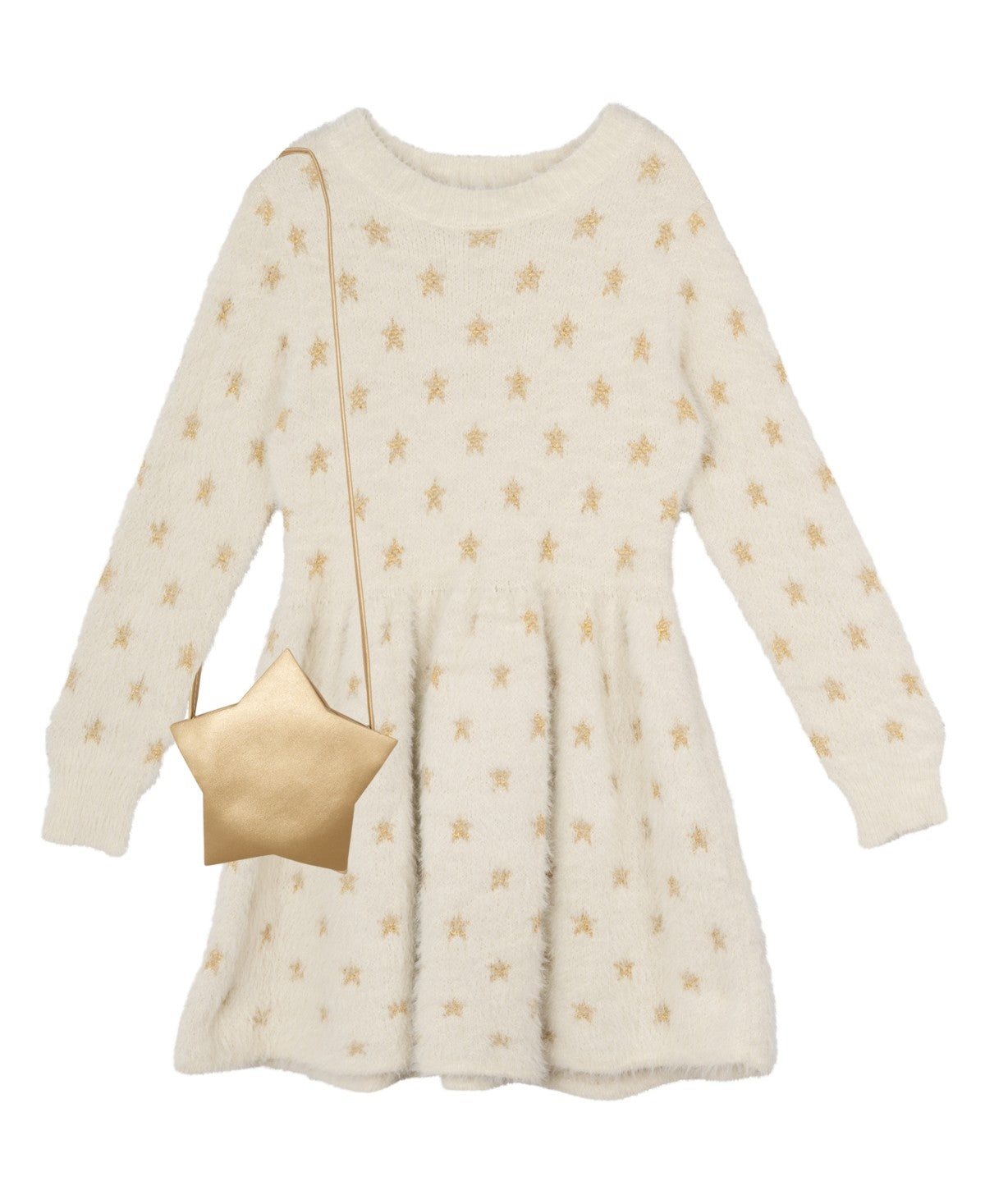 Rare Editions Star Embroidered Sweater Dress 3T with Bag girl