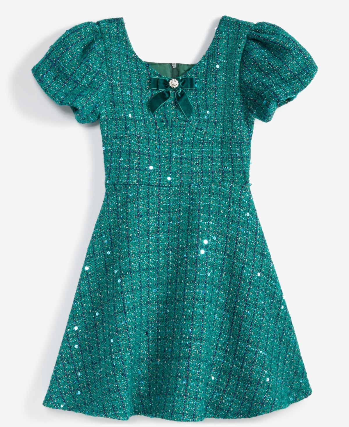 Rare Editions Sequin Tweed Dress Hunter, 
Size 7 girl