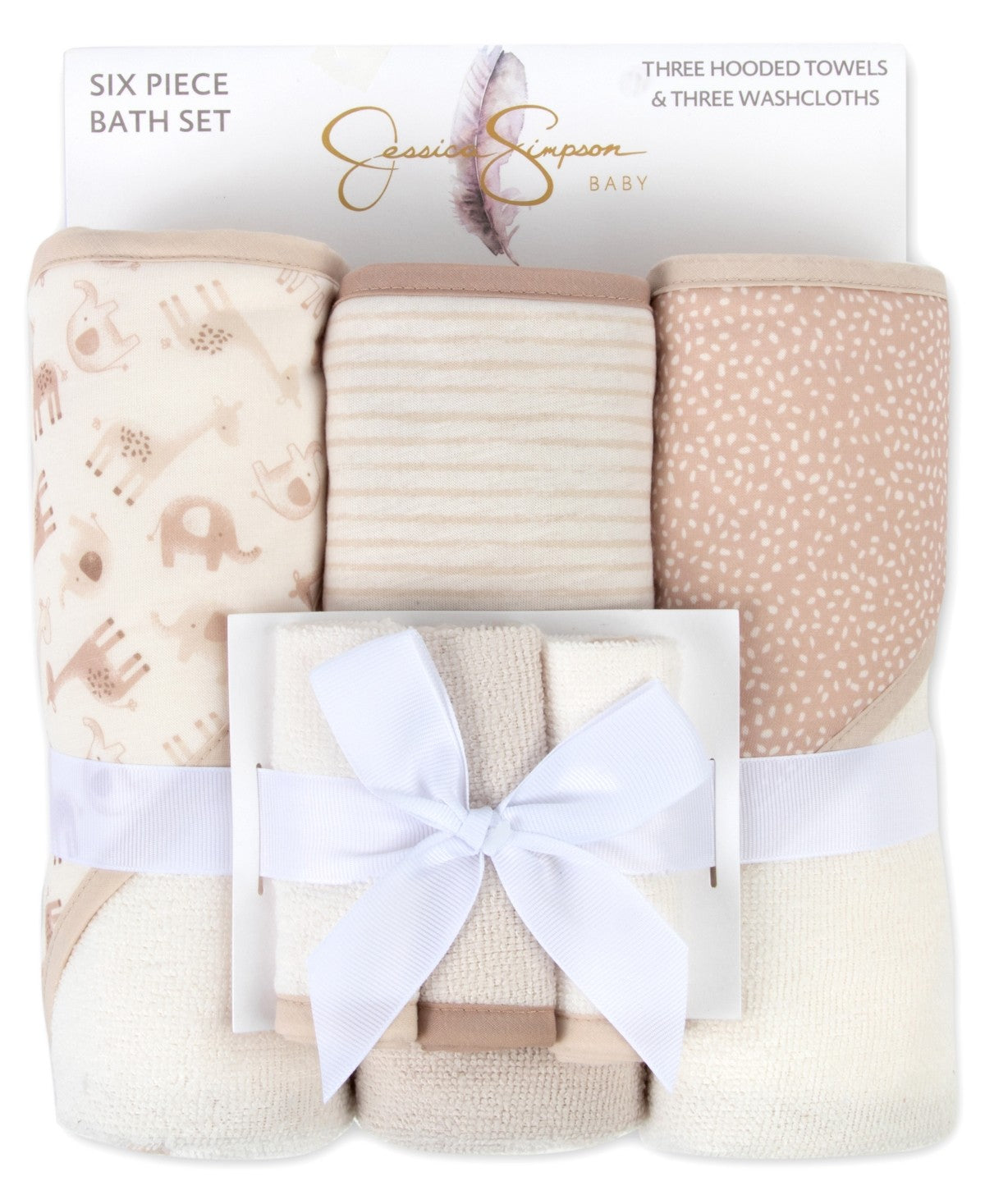 Jessica Simpson Baby Boys 6-Piece Hooded Towel Set - Taupe