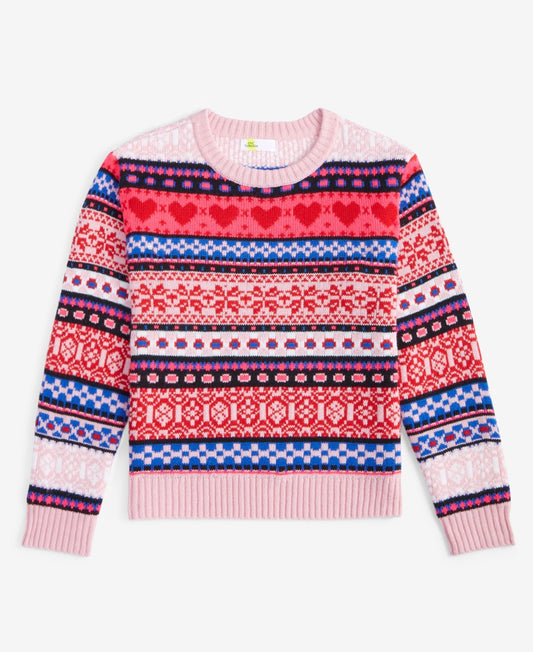 Epic Threads Girls Fair Isle Stripes Pullover Sweater - Violet Cream