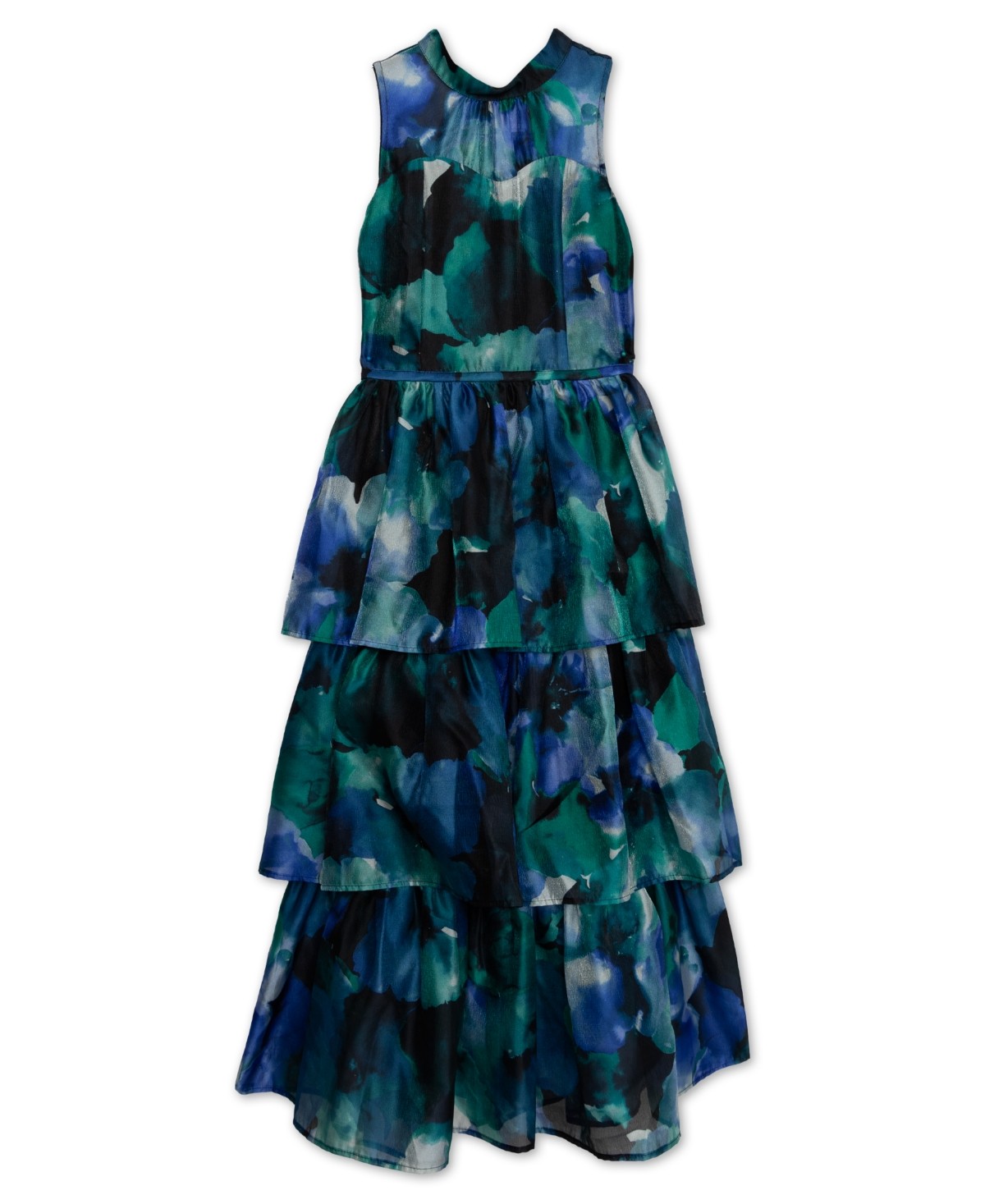 Speechless Floral-Print Organza Tiered Maxi Dress