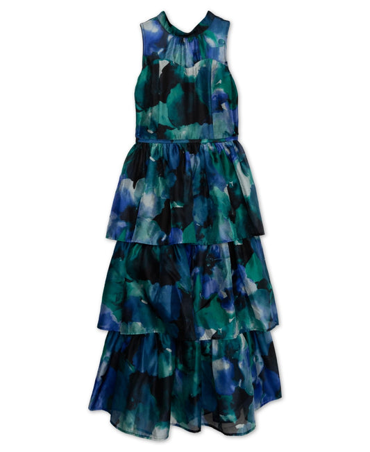 Speechless Floral-Print Organza Tiered Maxi Dress