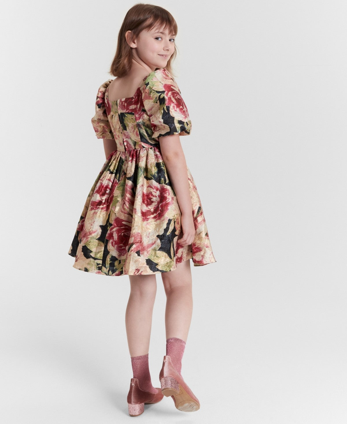 Rare Editions Floral Organza Dress Red, Size 8