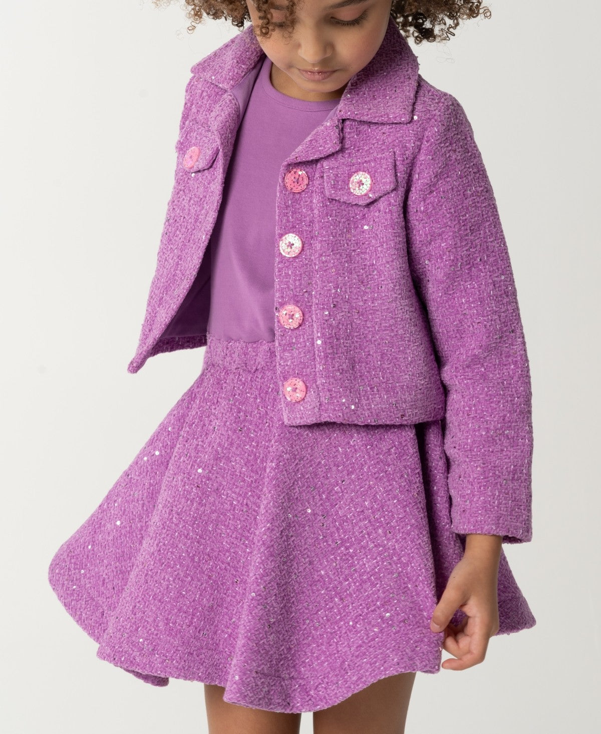 Sparkle & Shine Sequin Tweed Dress and Jacket Set, Size 4T Girl