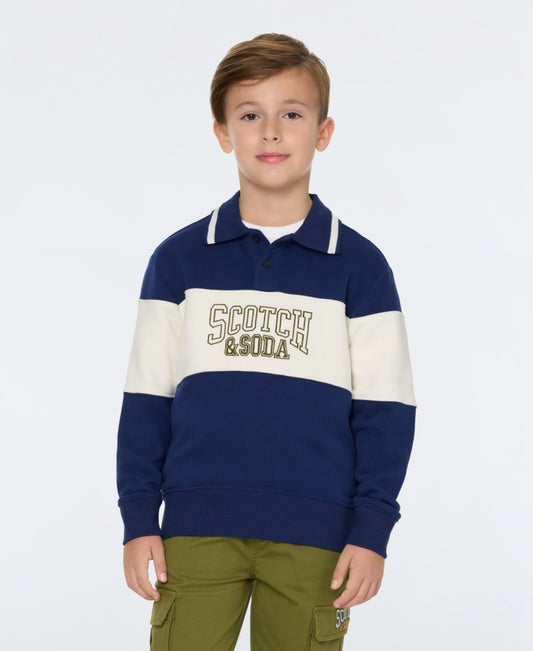 Scotch & Soda French Terry Polo Shirt - Evening Skies, L boys