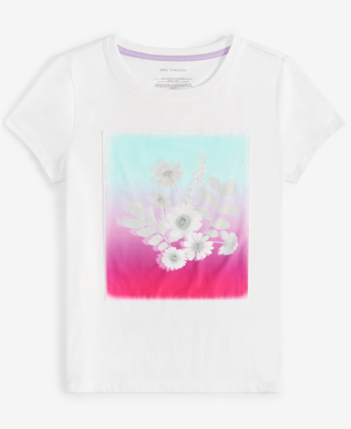 Epic Threads Girls Floral Graphic T-Shirt XS - Angel White