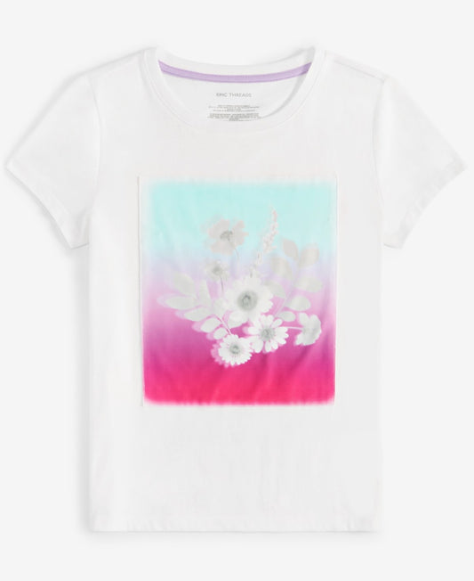 Epic Threads Girls Floral Graphic T-Shirt XS - Angel White