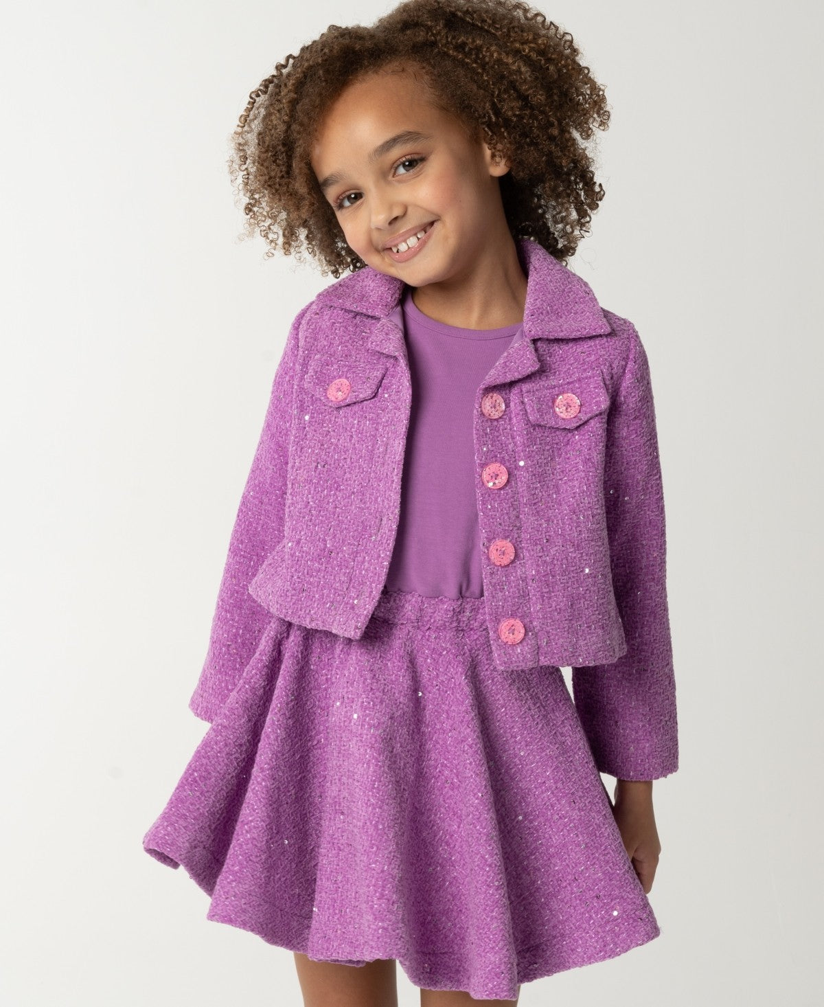 Sparkle & Shine Sequin Tweed Dress and Jacket Set, Size 2T Girl