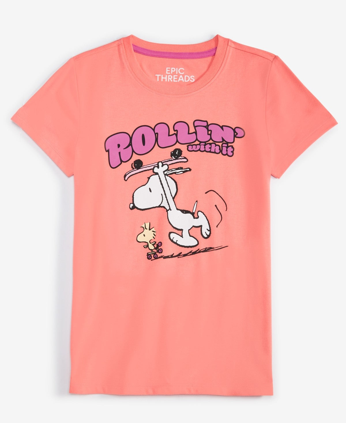 Epic Threads Girls' Snoopy Graphic T-Shirt, S, Shell Pink