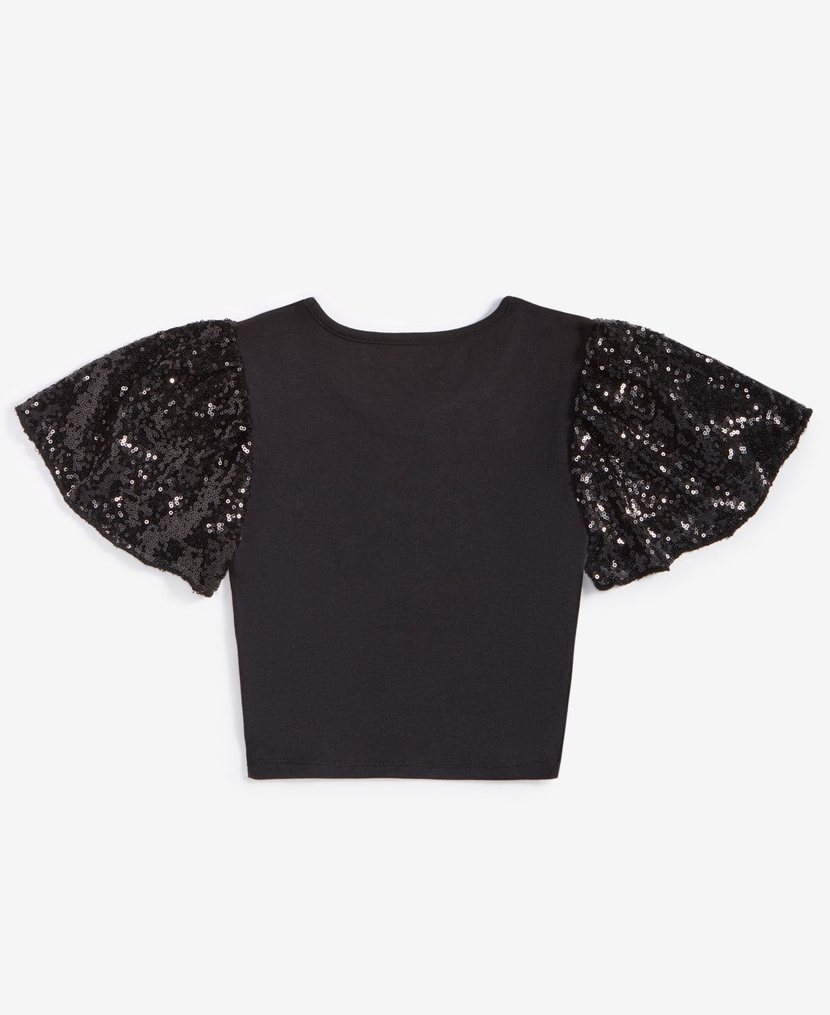 With Jules Ribbed Sequin Flutter-Sleeve Top, Size S - Black girl
