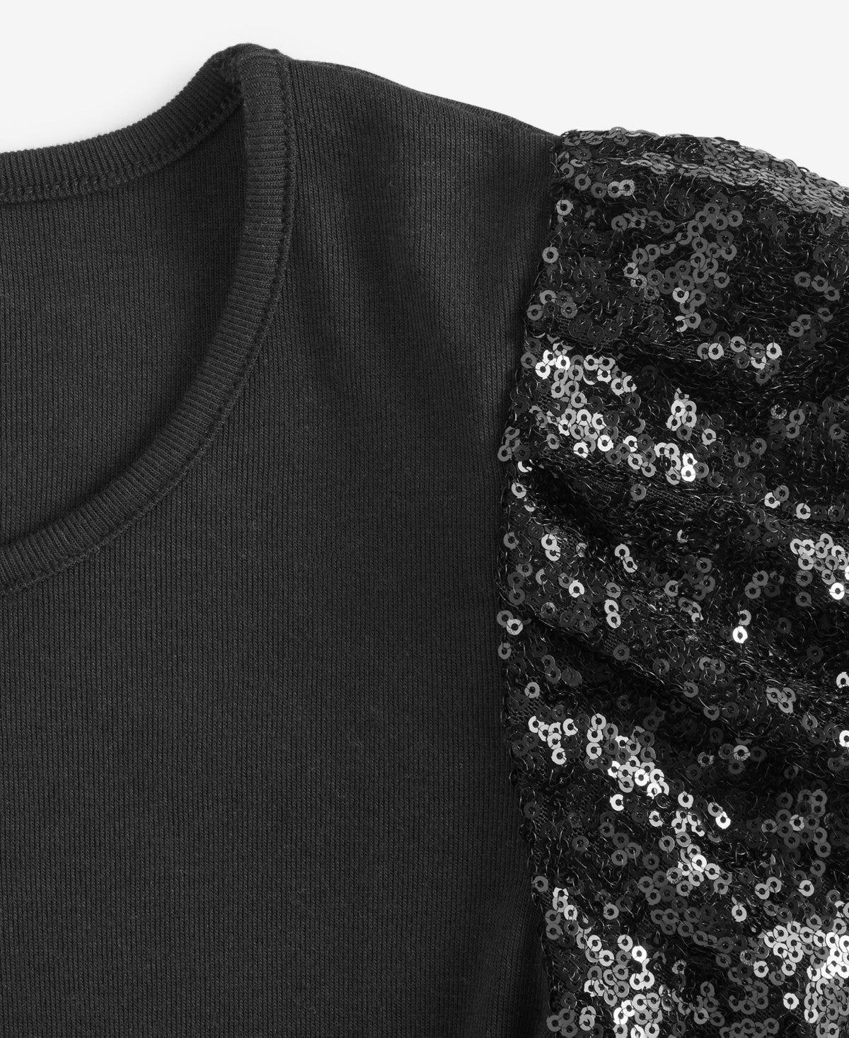 With Jules Ribbed Sequin Flutter-Sleeve Top, Size S - Black girl