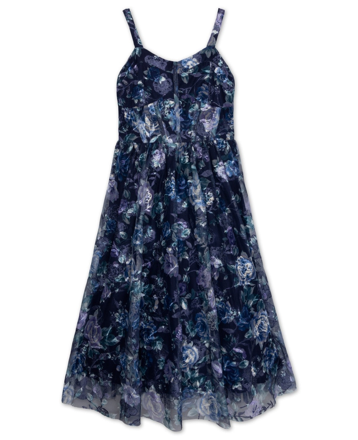 Speechless Girls Sleeveless Floral Mesh Midi Dress, Size 14