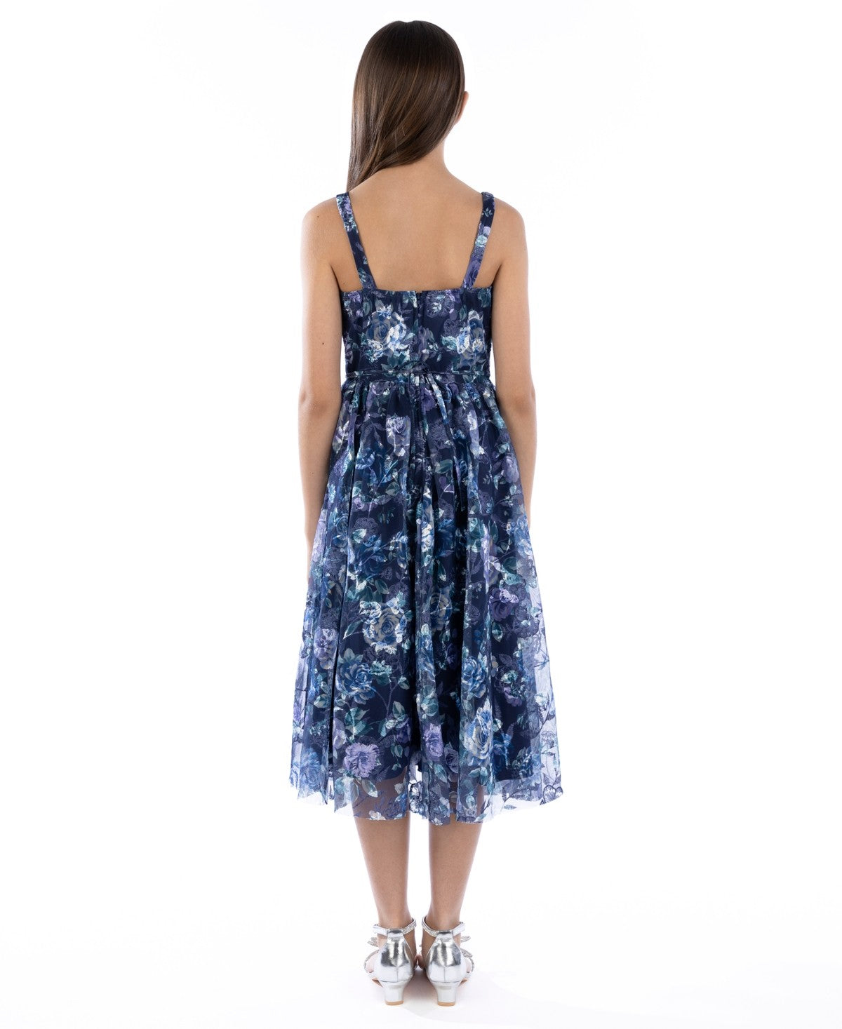 Speechless Girls Sleeveless Floral Mesh Midi Dress, Size 14