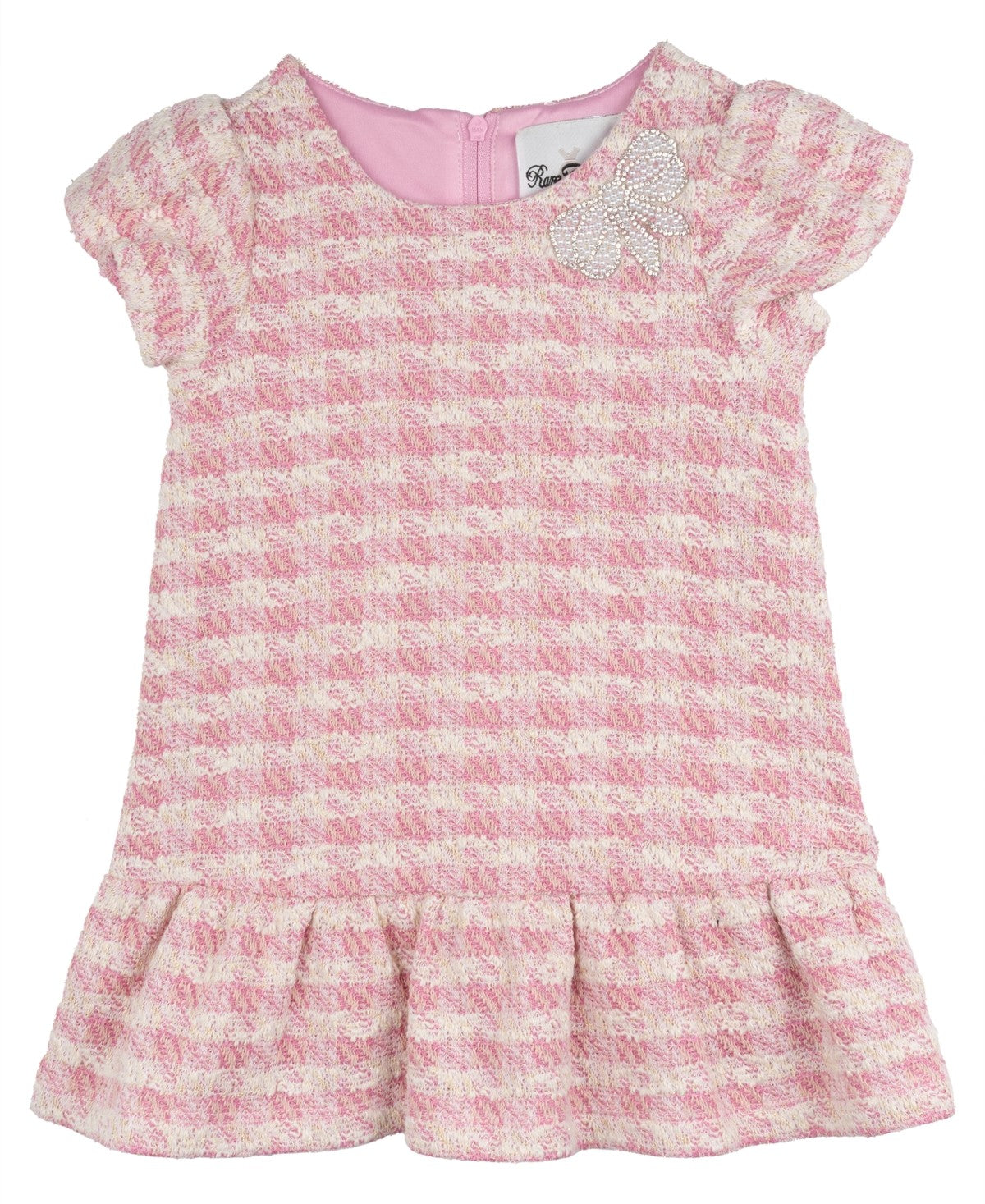 Rare Editions Pink Tweed Dress for Baby Girl, 24 Months
