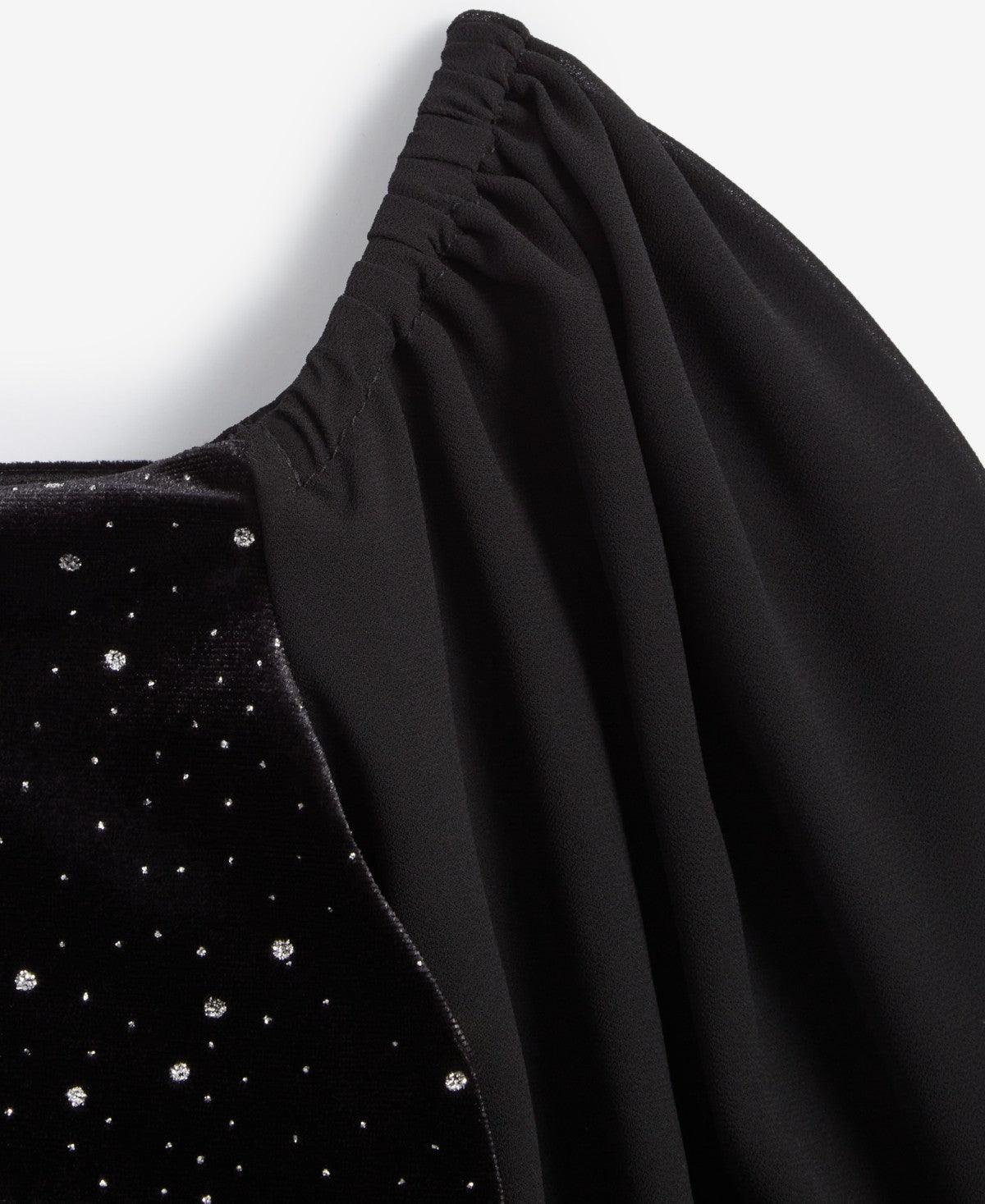 With Jules Velvet Ruched Dress, Sheer Sleeves, Black, XL girl