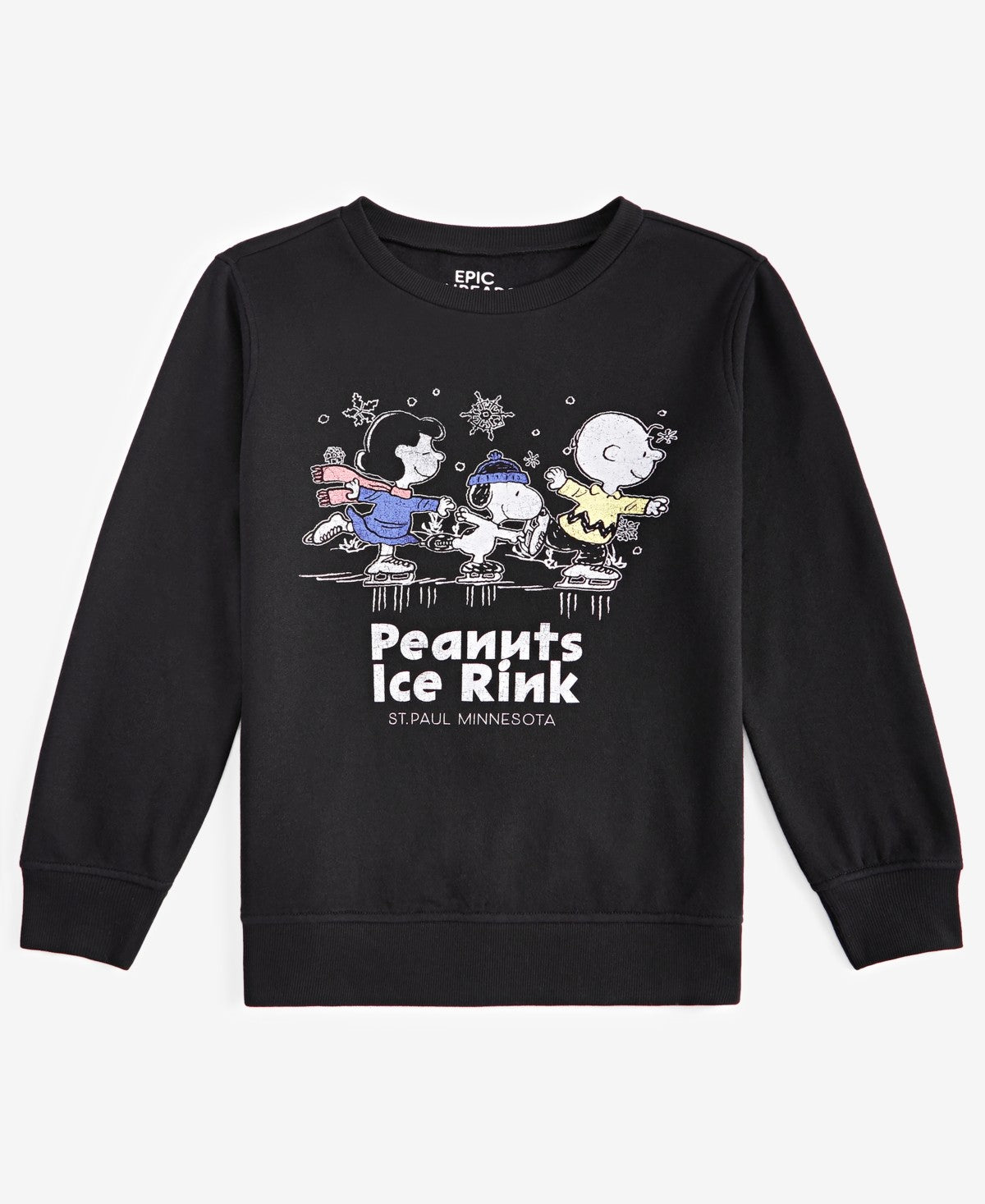 Epic Threads Boys Peanuts Graphic Sweatshirt M - Black
