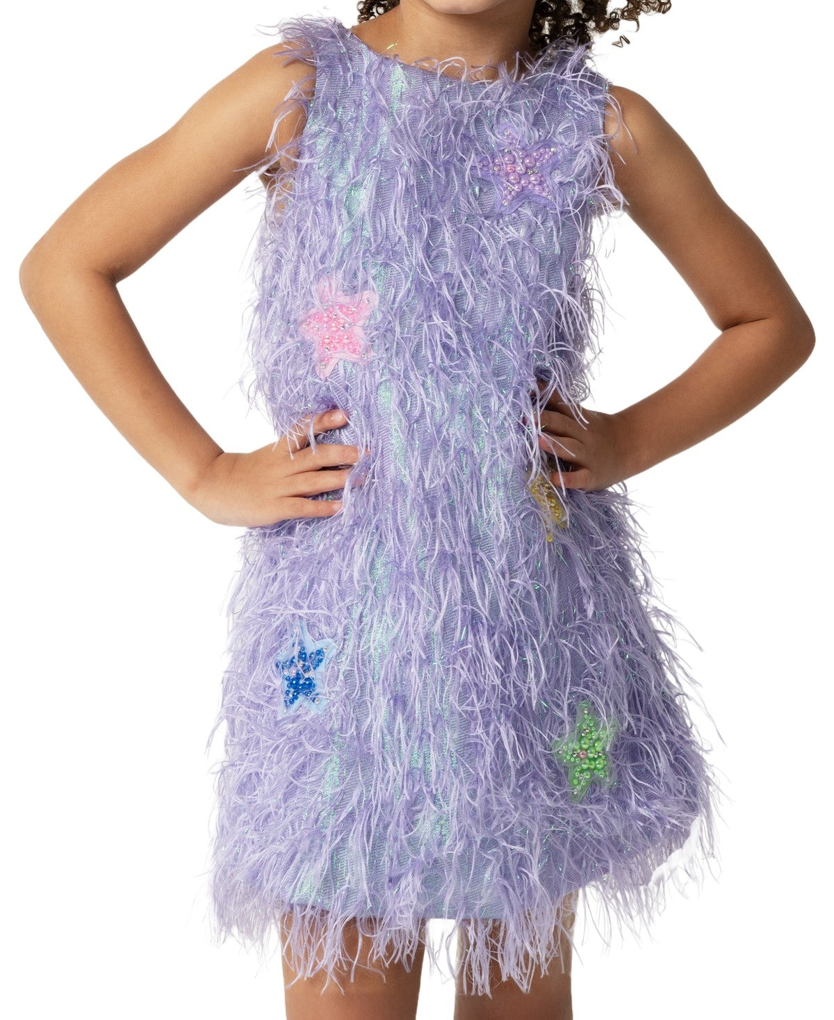 Sparkle & Shine Iridescent Feather Dress Lilac, Size 5 girl