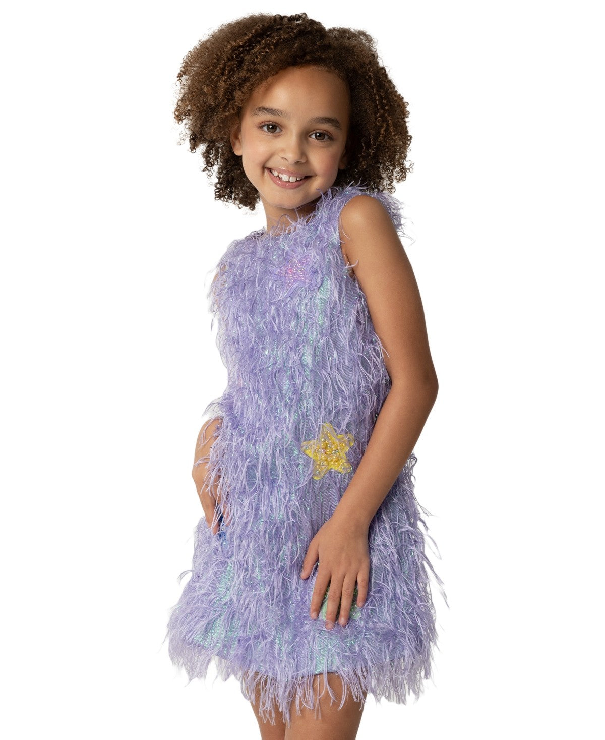 Sparkle & Shine Iridescent Feather Dress Lilac, Size 5 girl