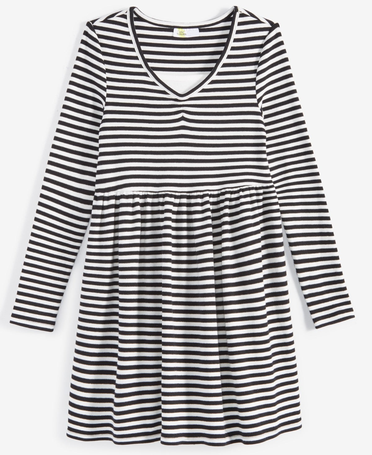 Epic Threads Little & Big Girls Long-Sleeve Chill Striped Dress - Deep Black