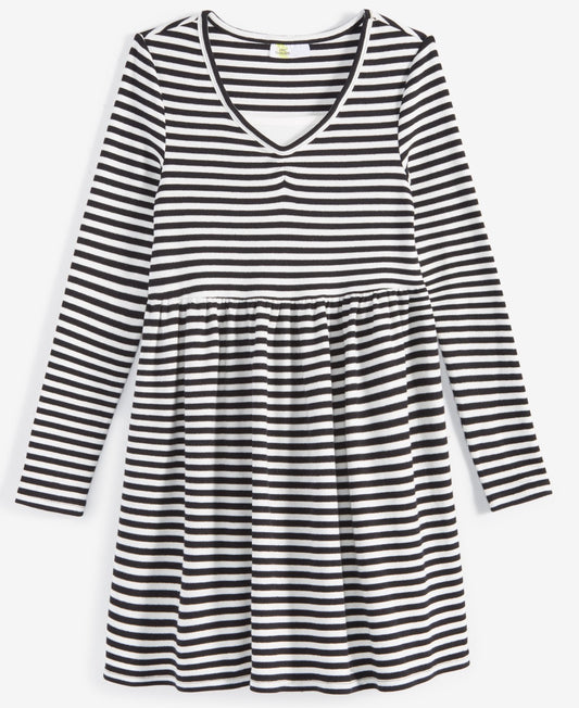 Epic Threads Little & Big Girls Long-Sleeve Chill Striped Dress - Deep Black