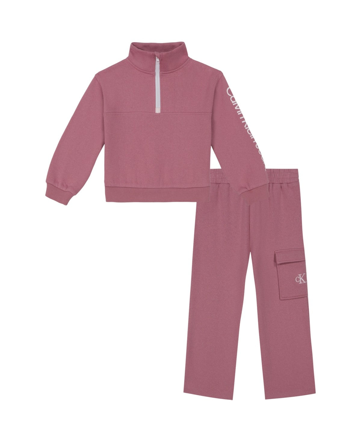 Calvin Klein Toddler Girls Fleece Cargo Pants, 3T - Foxglove