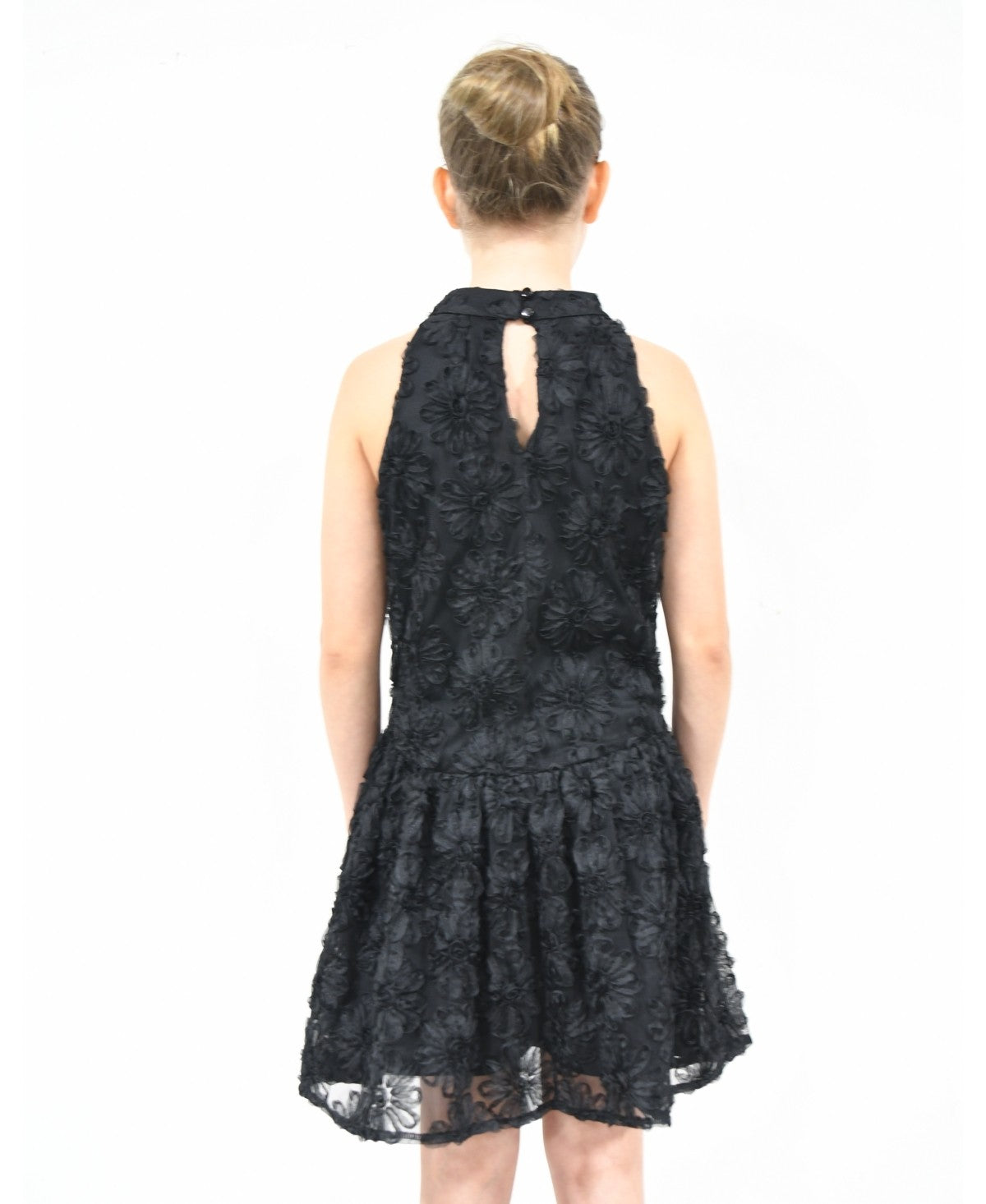 Pink & Violet Big Girls All Over Soutache Mesh U-Neck Dress - Black 12