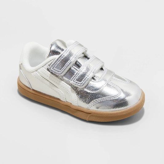 Cat & Jack girl Sneakers Silver 5T Faux Leather