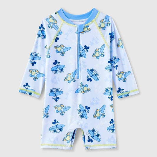 Disney Mickey Mouse Rash Guard 6M - Blue, UPF 50+, Long Sleeve boys