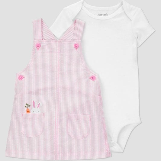 Carter's Just One You® Baby Girls' Striped Bunny Jumper - Purple 9M: Cotton Bodysuit & Skirtall Set