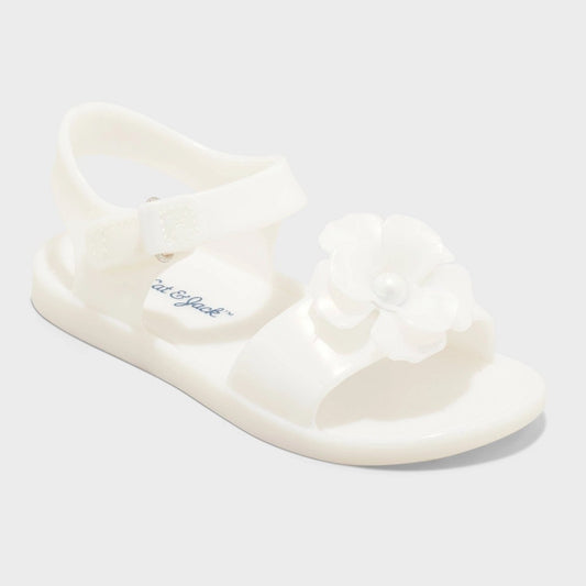 Toddler Girls' Kate Jelly Sandals - Cat & Jack™ White 8T: Open Toe, Hook and Loop Closure